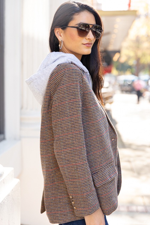Houndstooth Hoodie Blazer, Brown - 1205-84h.jpg