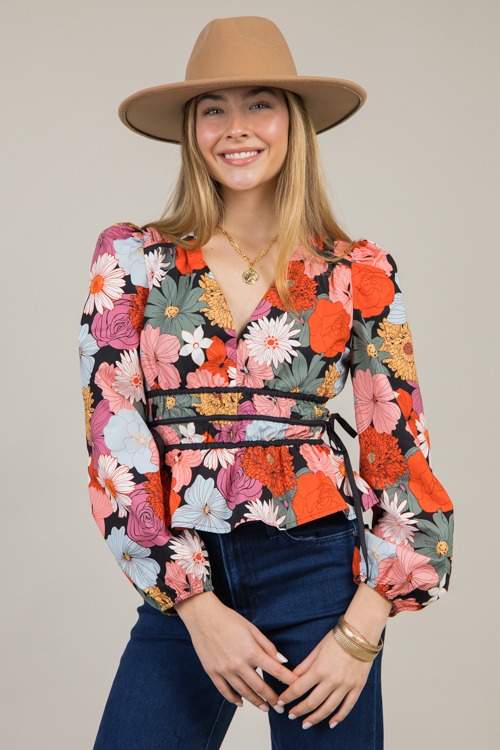 Tie Sides Floral Blouse