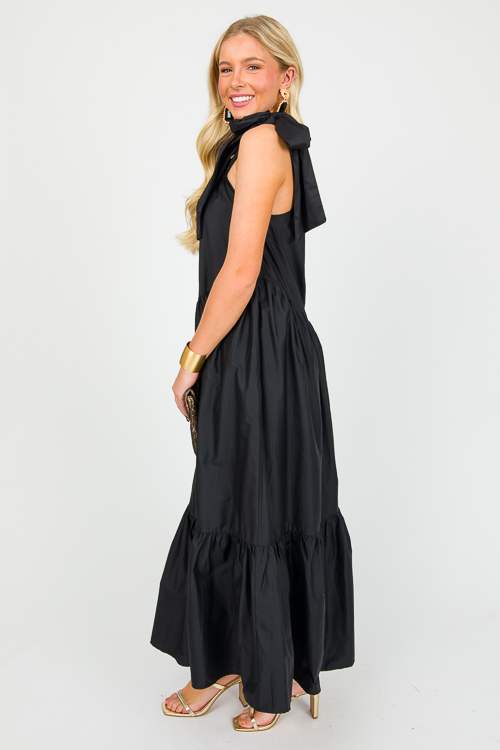 Bow One Shoulder Maxi, Black