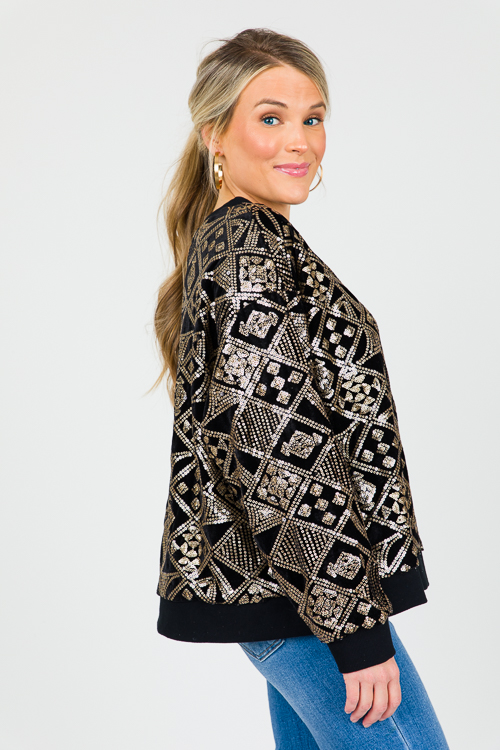 Velvet Sequin Sweatshirt, Black