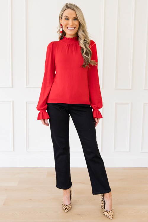 Ruffle Trim Sweater, Red - 1206-69.jpg