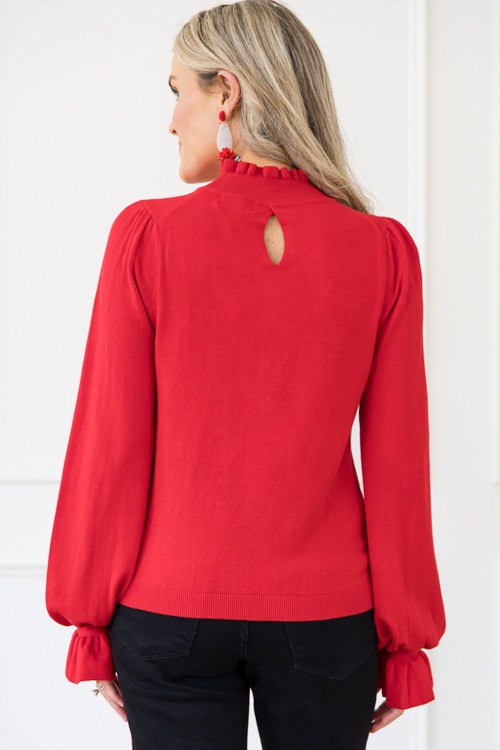 Ruffle Trim Sweater, Red - 1206-72.jpg