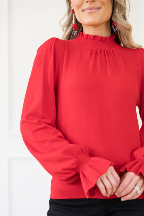 Ruffle Trim Sweater, Red - 1206-73h.jpg