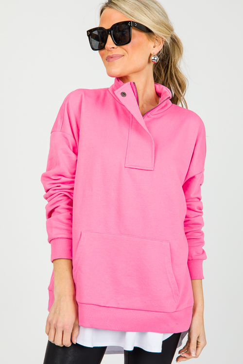 Liza Half Zip, Bubble Pink
