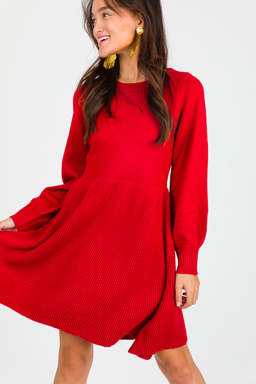 Romy Sweater Dress, Red