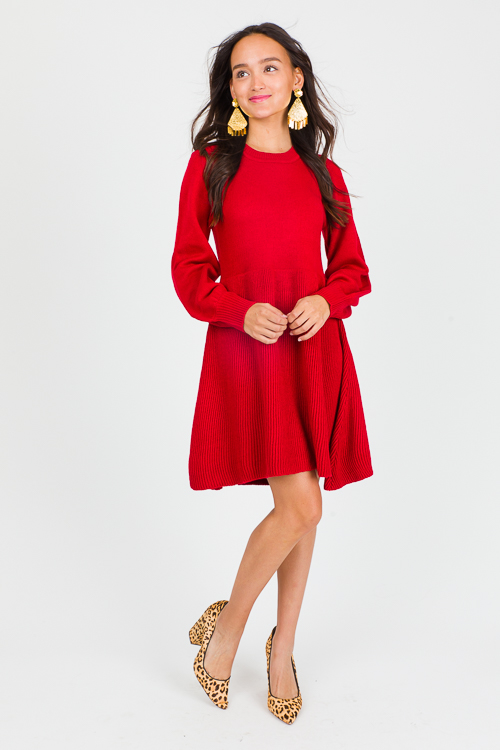 Romy Sweater Dress, Red