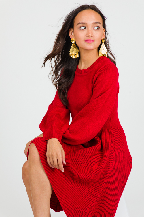 Romy Sweater Dress, Red