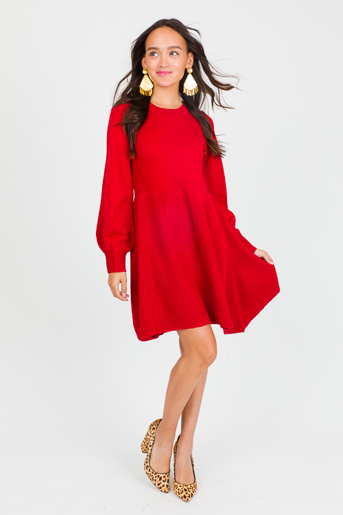 Romy Sweater Dress, Red