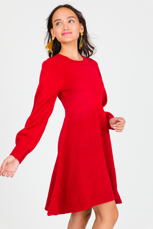 Romy Sweater Dress, Red