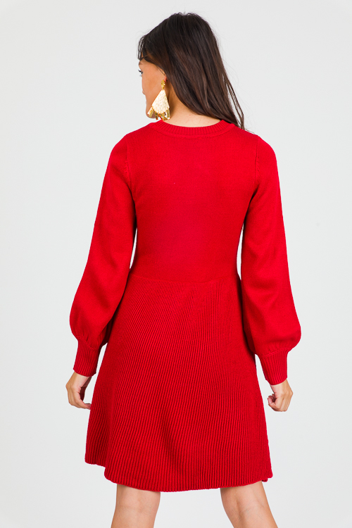 Romy Sweater Dress, Red