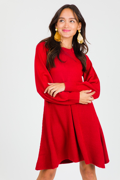 Romy Sweater Dress, Red