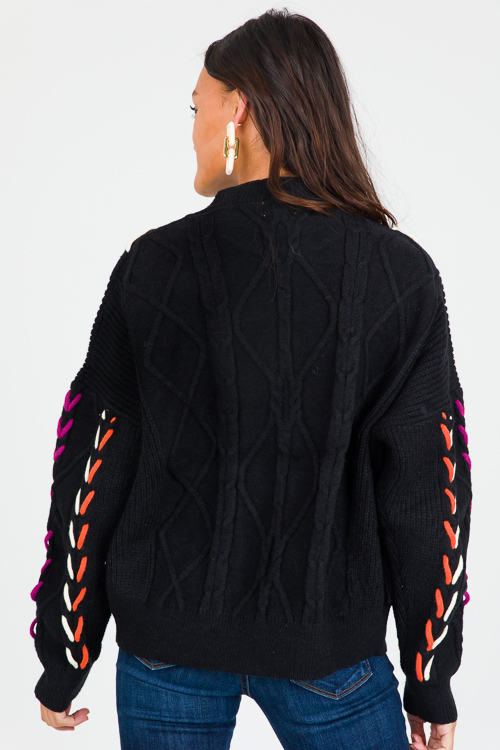 Multi Stitch Sweater, Black