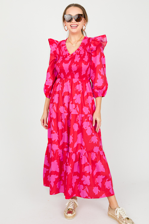 Raspberry Bliss Floral Midi