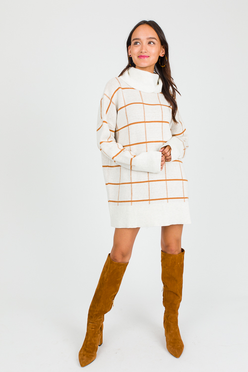 Gridlock Sweater, Ecru/Camel