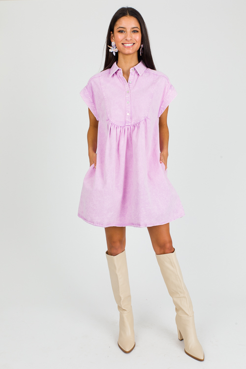 Callie Denim Dress, Lavender