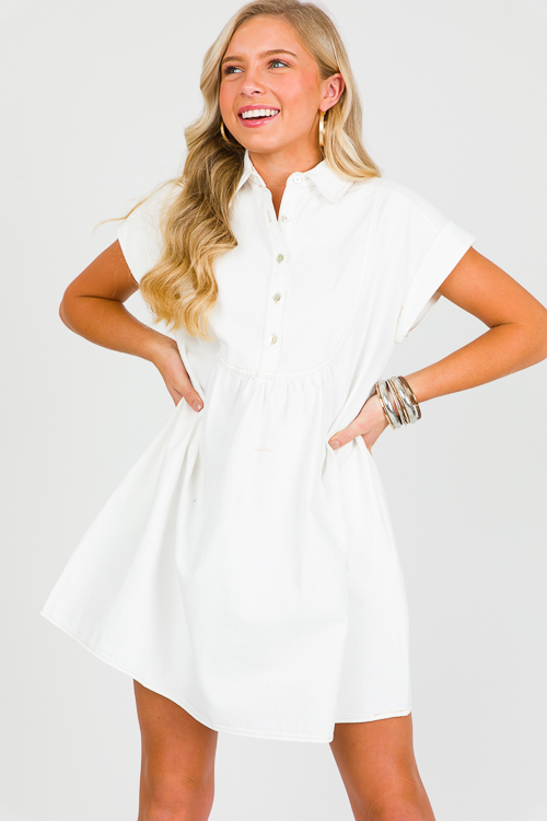Callie Denim Dress, White