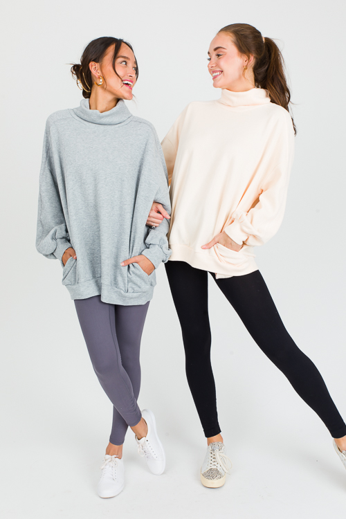 Cowl Tunic Pullover, Grey