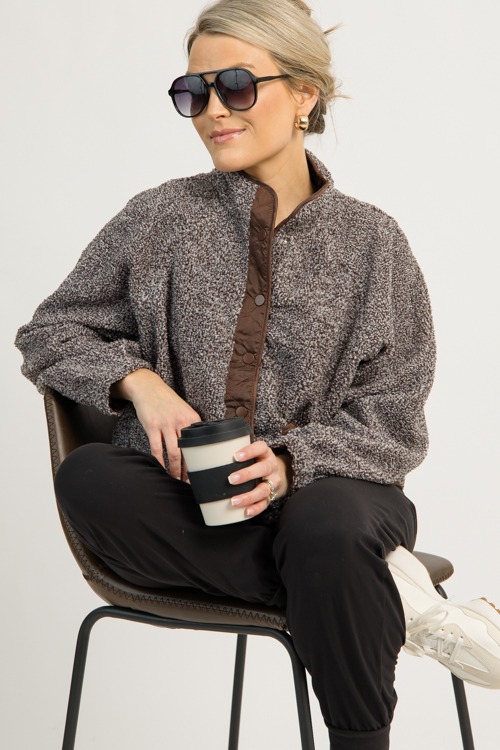 Fleece Contrast Jacket, Gray/Brown - 1208-33.jpg