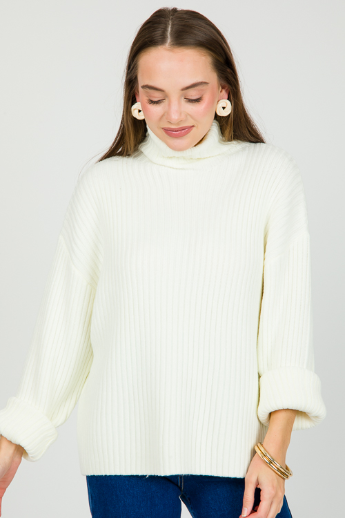 Oversize Ribbed Sweater, Off White
