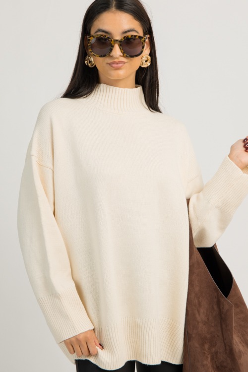 Mock Neck Tunic Sweater, Cream - 1208-60.jpg