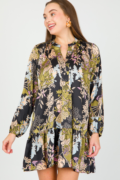 Faye Floral Dress, Black - New Arrivals - The Blue Door Boutique