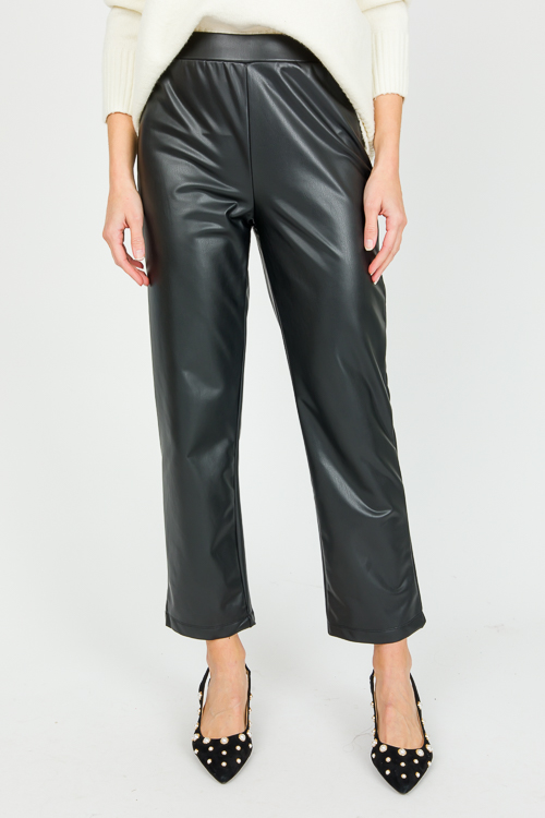 Griffin Leather Pants, Black