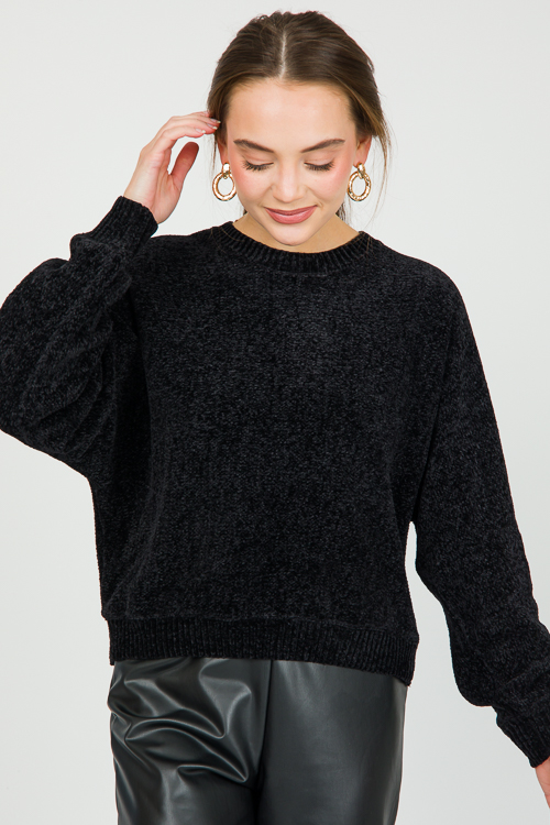 Dolman Chenille Sweater, Black