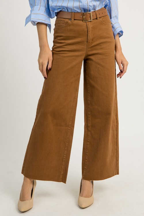 Raw Hem Wide Leg Pants, Coffee - 1209-144.jpg