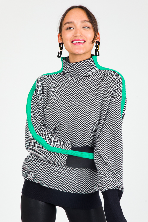 Herringbone Sweater, Green