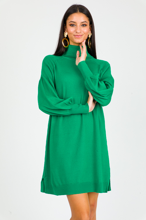 green sweater dress