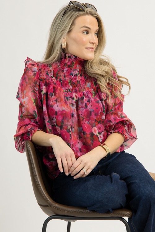 Smock Yoke Floral Top, Pink - 1209-33.jpg