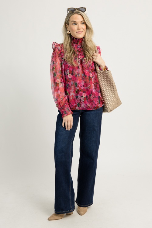 Smock Yoke Floral Top, Pink - 1209-34.jpg