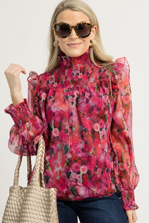 Smock Yoke Floral Top, Pink - 1209-35.jpg