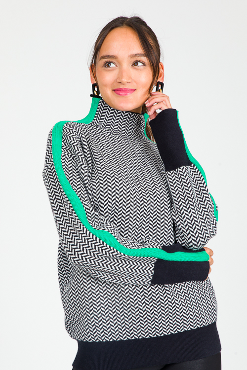 Herringbone Sweater, Green