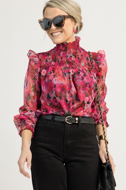 Smock Yoke Floral Top, Pink - 1209-41.jpg