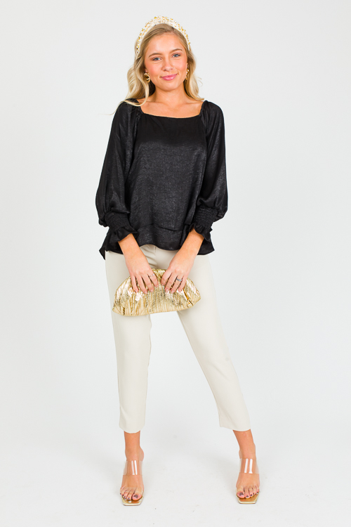Layered Satin Top, Black