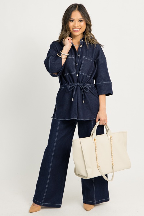 Tie Waist Denim Pants Set - 1210-73p.jpg