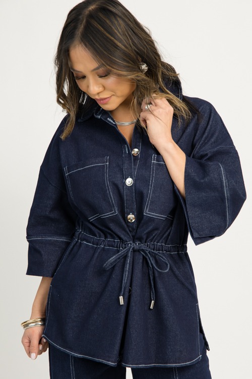 Tie Waist Denim Pants Set - 1210-74h.jpg