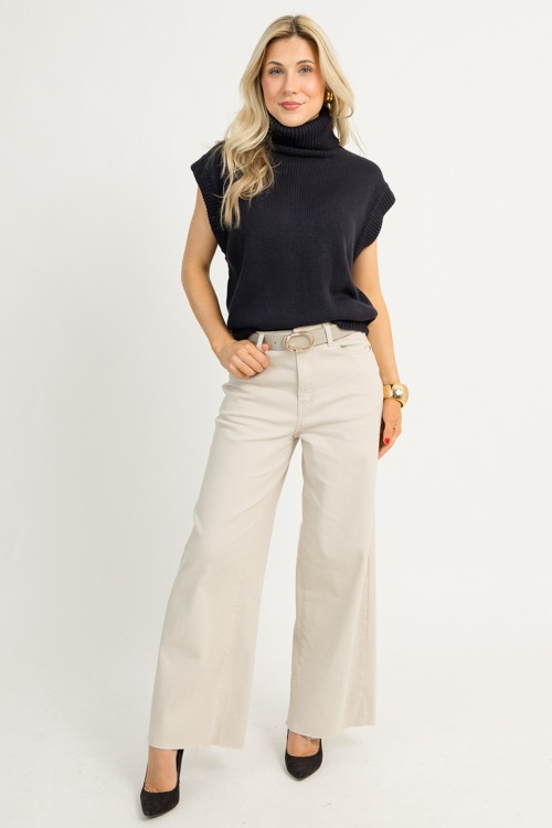 Raw Hem Wide Leg Pants, Ecru - 1210-95.jpg
