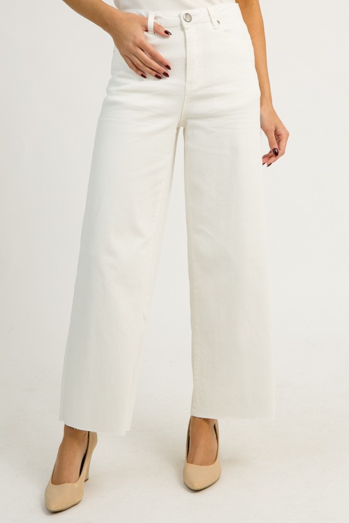 Raw Hem Wide Leg Pants, White - 1211-105.jpg
