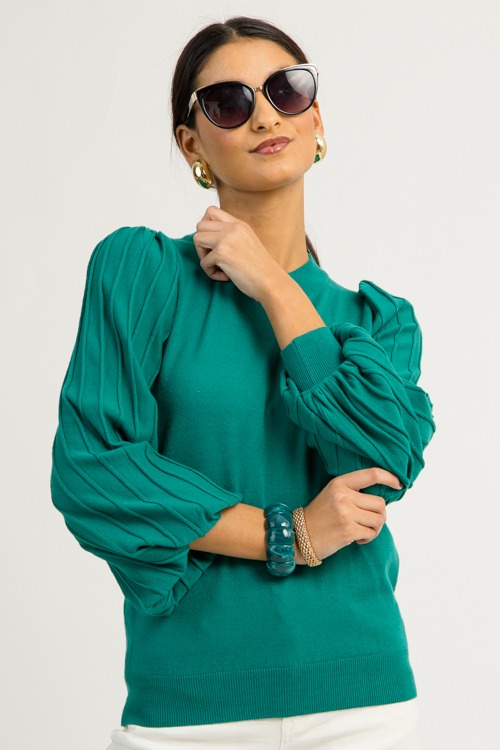 Solid Puff Sweater, Green - 1211-109.jpg