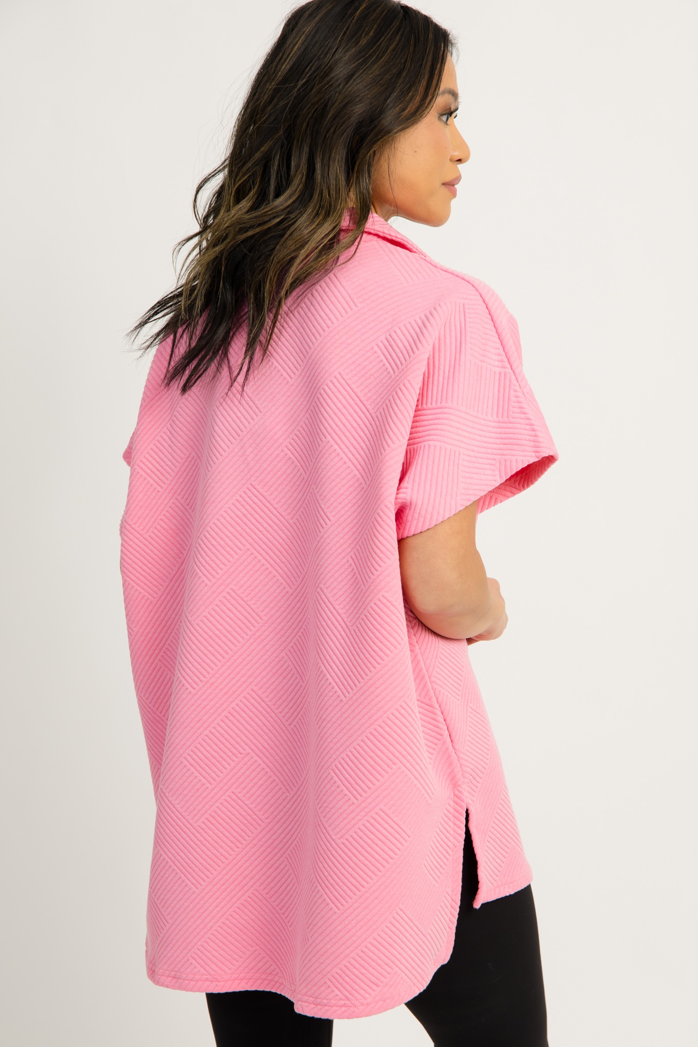 Textured Collar Tunic, Bubble Gum - 1211-10h.jpg