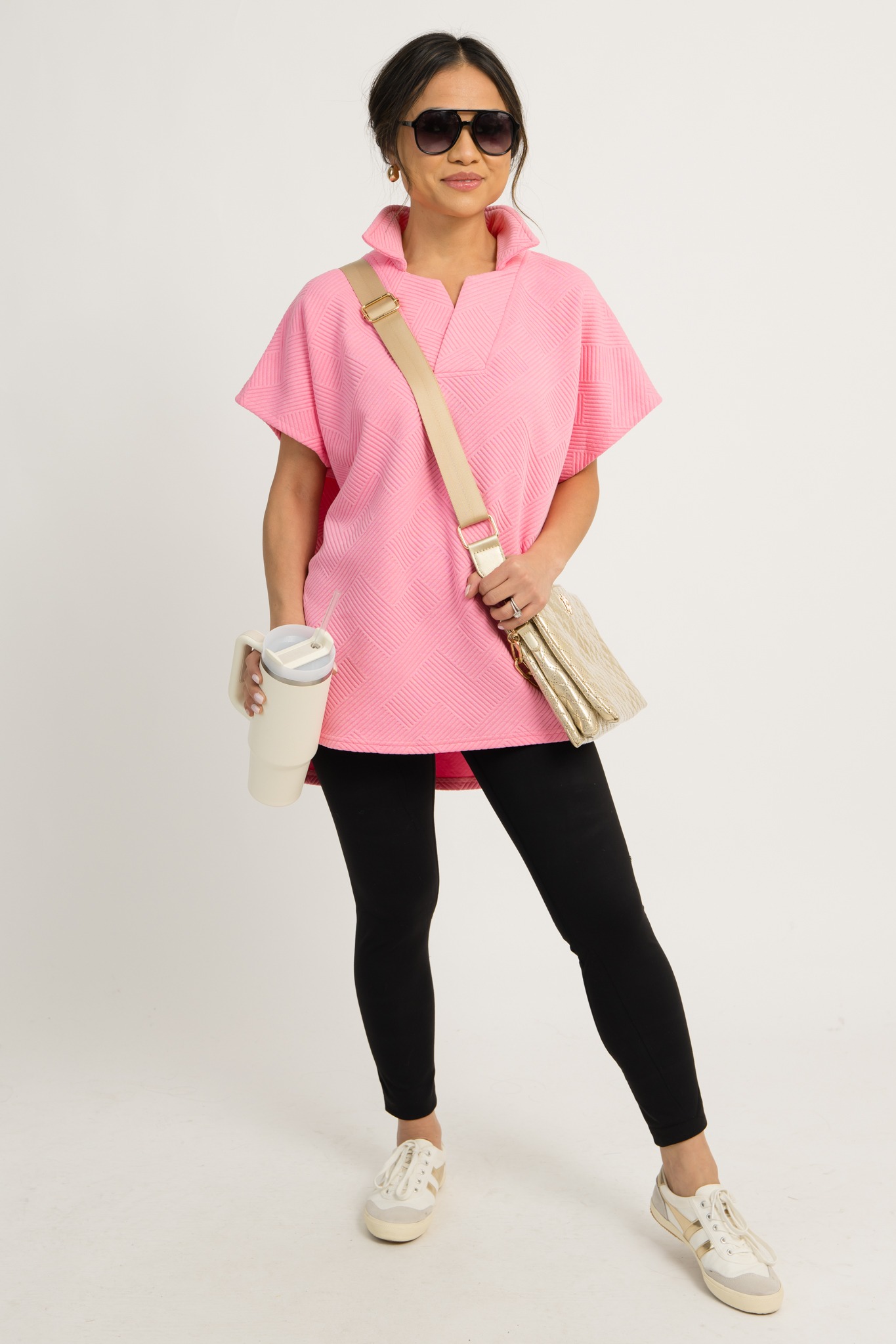 Textured Collar Tunic, Bubble Gum - 1211-11.jpg