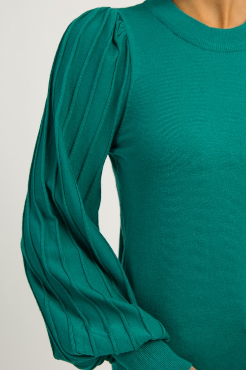 Solid Puff Sweater, Green - 1211-111.jpg