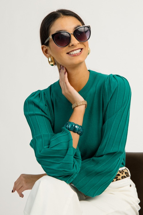 Solid Puff Sweater, Green - 1211-114.jpg