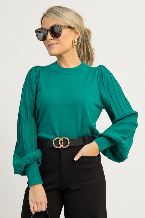 Solid Puff Sweater, Green - 1211-115.jpg