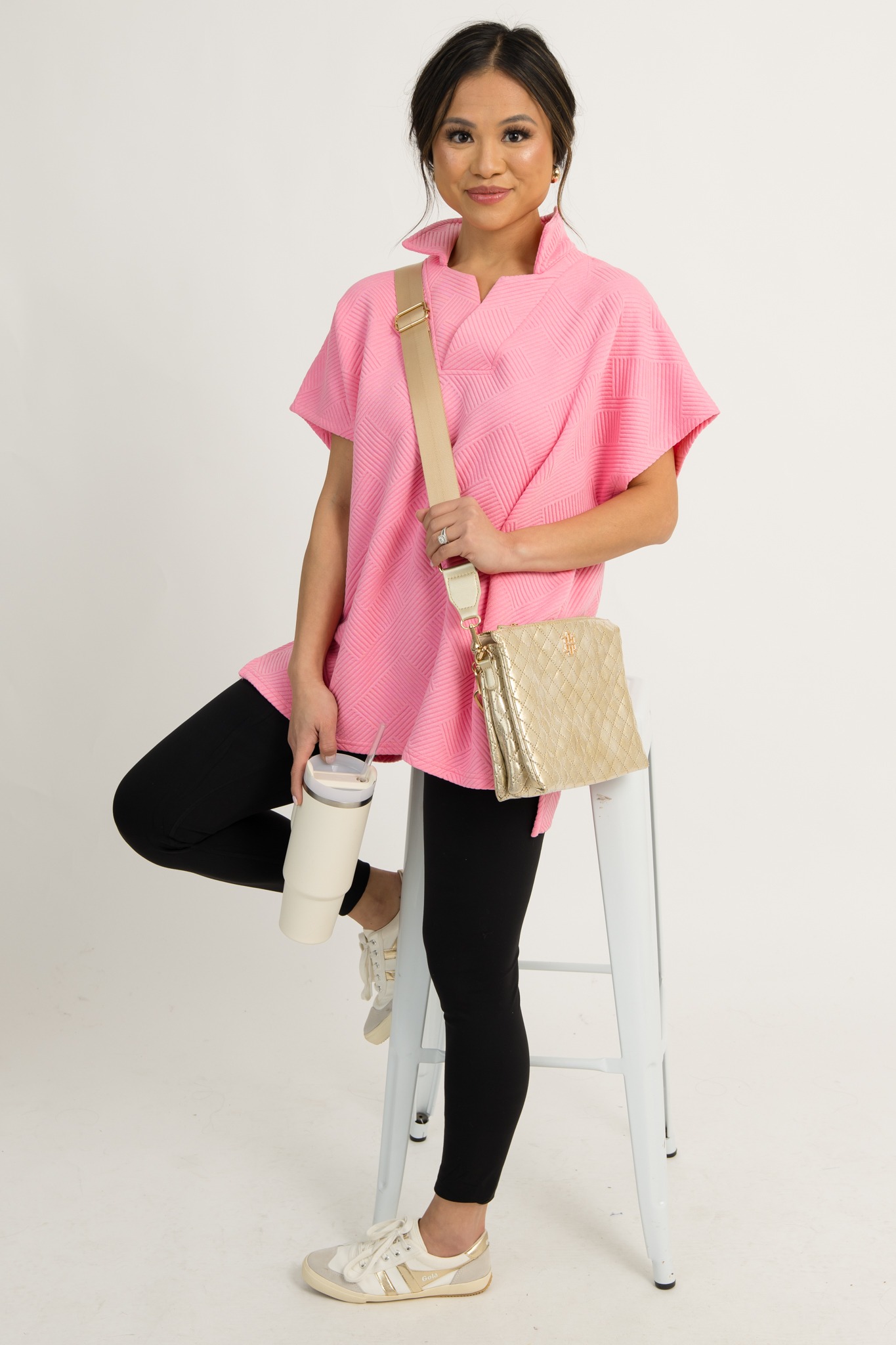Textured Collar Tunic, Bubble Gum - 1211-13.jpg
