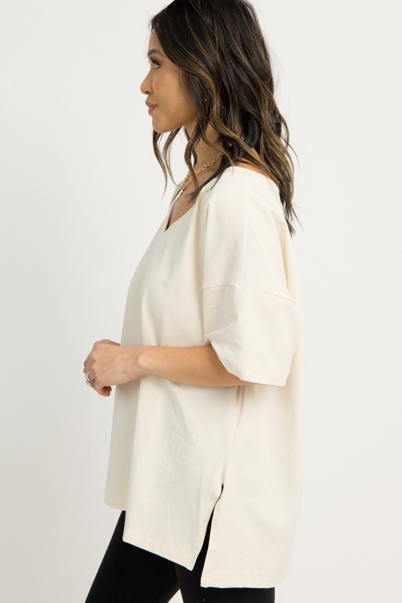 Easy V-Neck Tee, Bone - 1211-25h.jpg