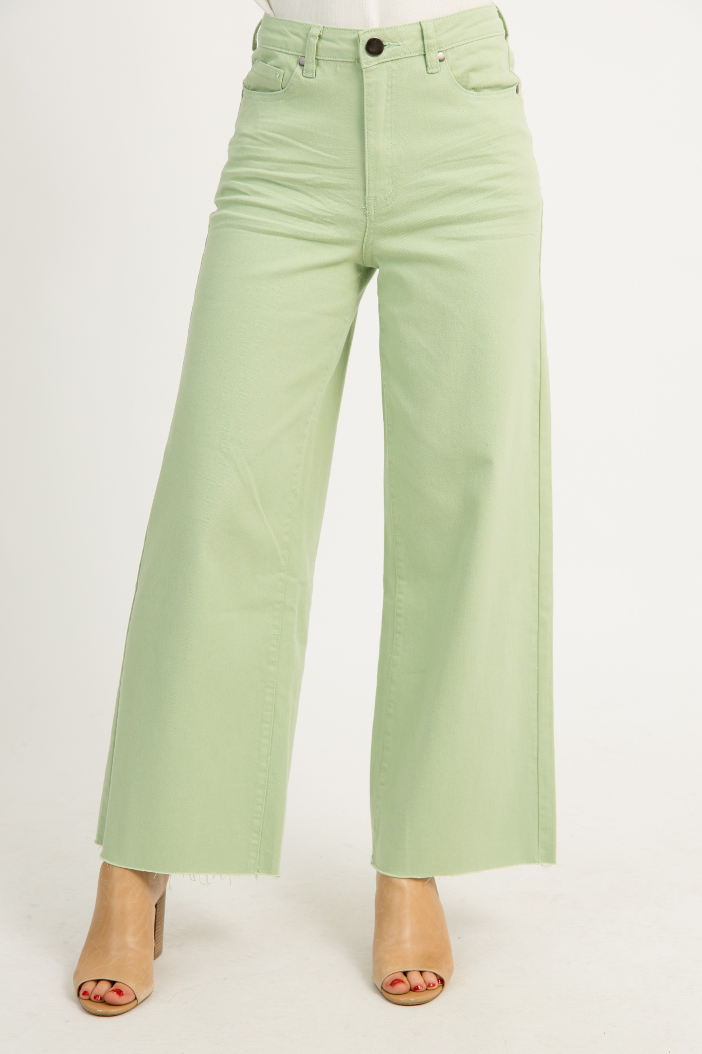 Raw Hem Wide Leg Pants, Mint Sage - 1211-29p.jpg