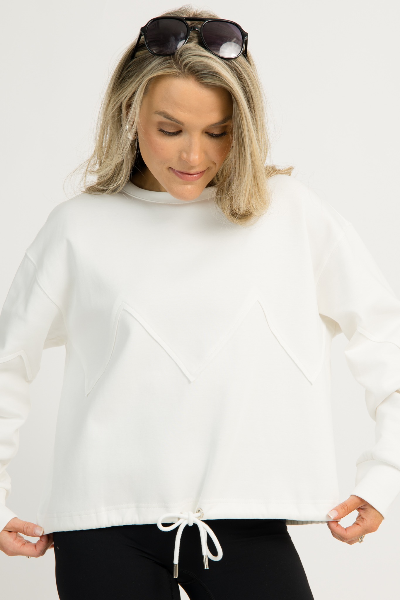 Draw Hem Sweatshirt, White - 1211-31p.jpg